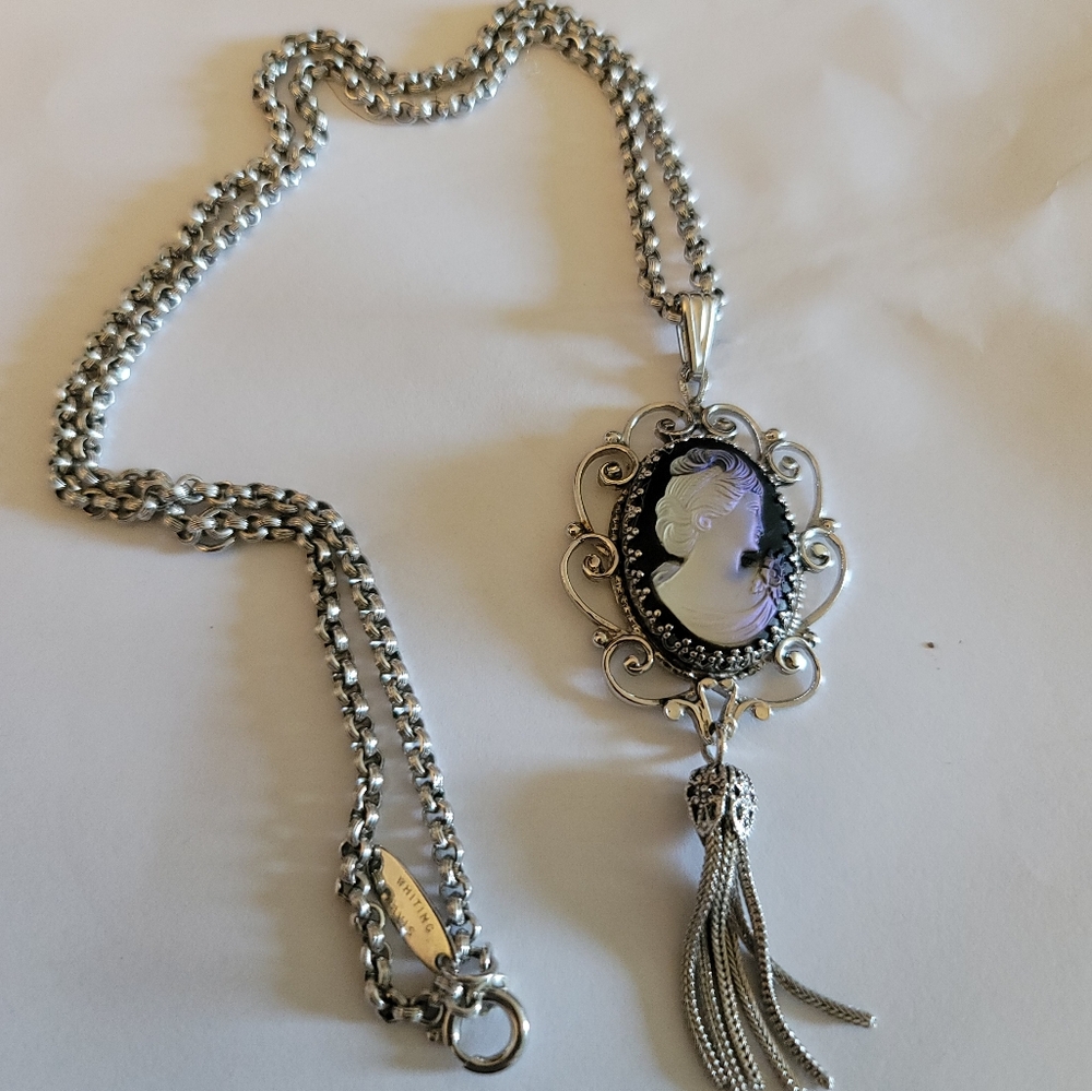 Whiting and Davis Vintage Glass Cameo